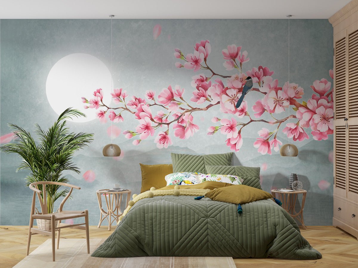 Papier peint tendance floral cerisier poétique