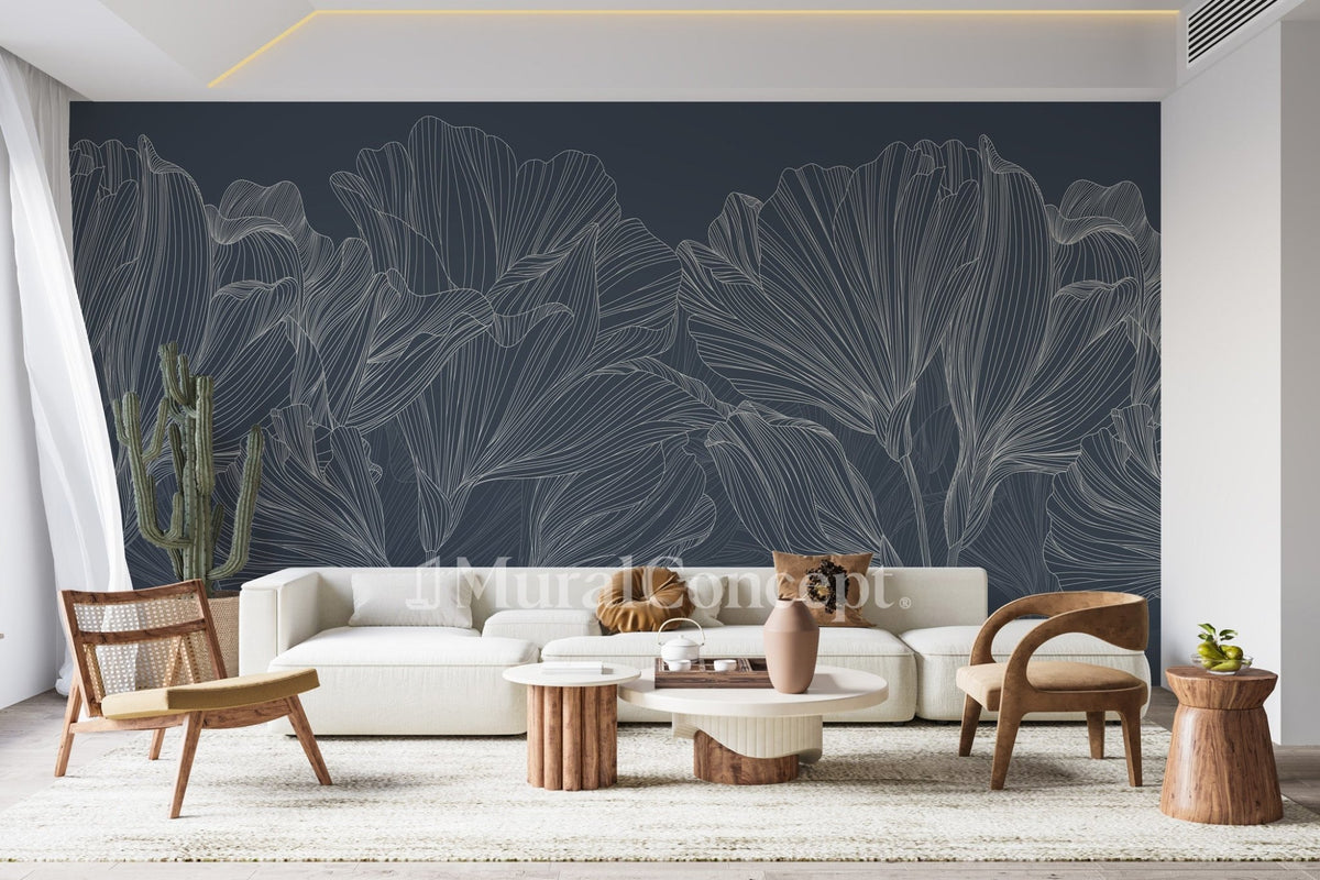 Élégance Murale avec Papier Peint Texturé Pull Bleu en Fresque