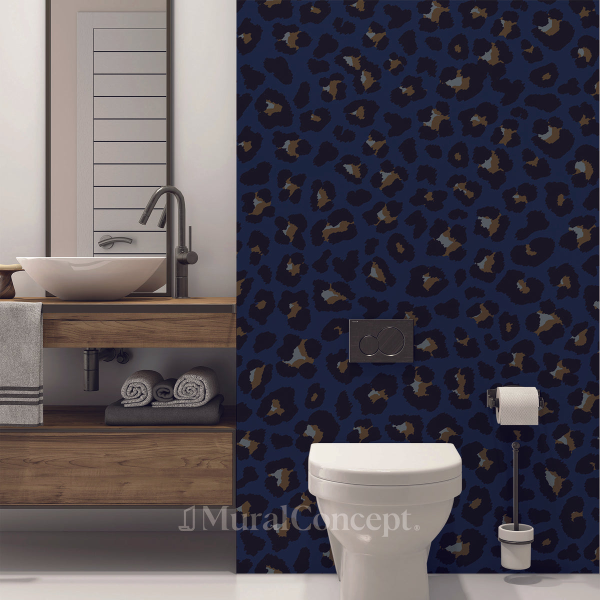 Papier peint toilette design léopard