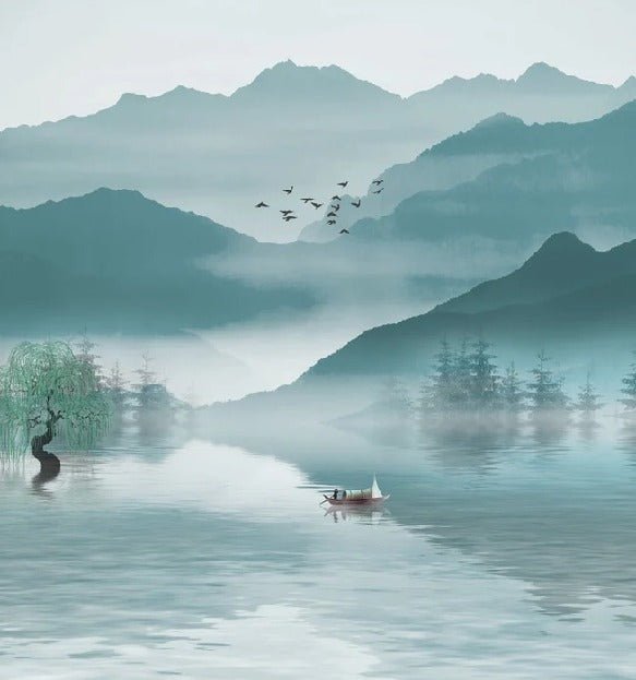 Papier peint entre montagne et lac, XXL, tendance