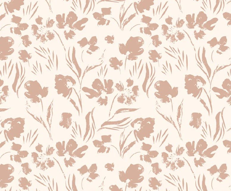 Papier peint fleur beige poudré