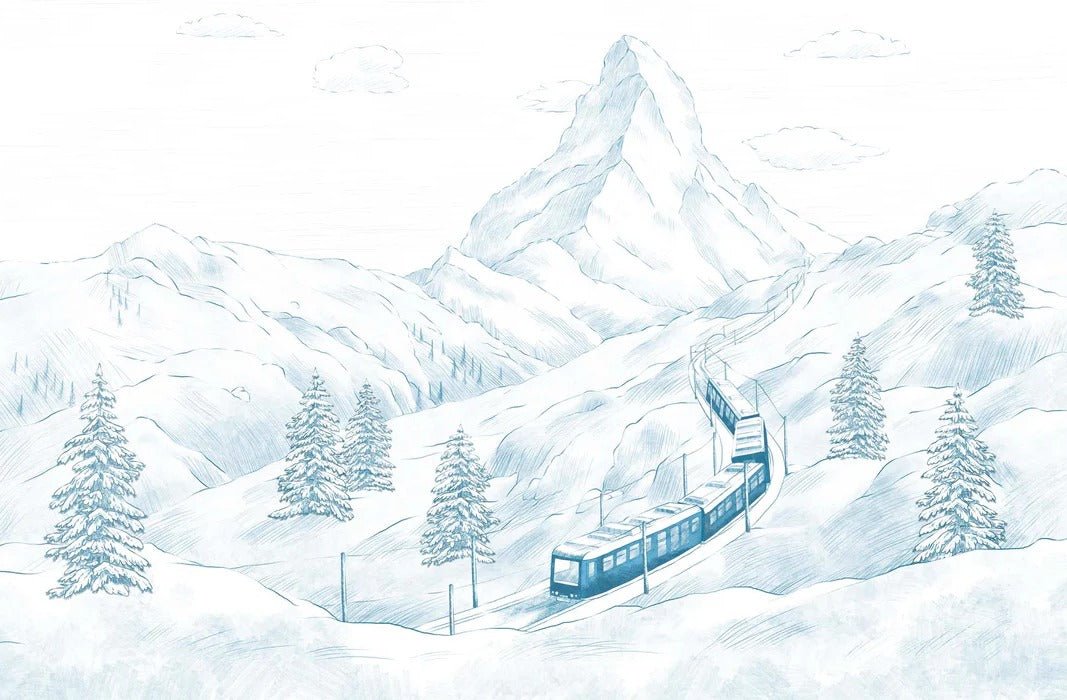 Papier peint panoramique Mont Cervin bleu, XXL, tendance