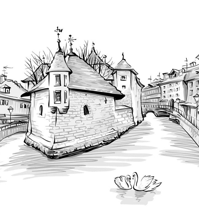 Black and white Venice of the Alps wallpaper