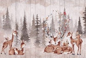 Papier peint chambre enfant douces biches, XXL, tendance