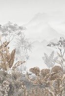 Papier peint salle de bain tendance tropical sépia, XXL, tendance