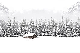 Papier peint panoramique chalet en montagne, XXL, tendance