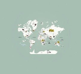 Papier peint Carte du monde en Francais enfant vert
