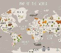 Carte du monde illustrée Animaux taupe