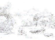 Papier peint forêt de pin aquarelle, XXL, tendance