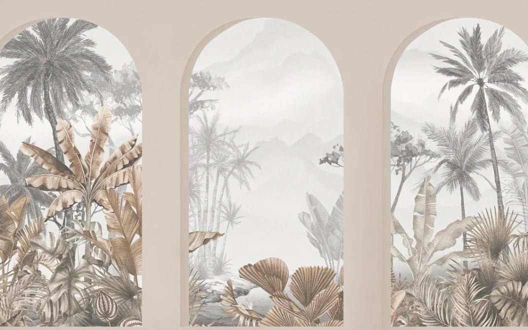 Papier peint arches tropicales sépia