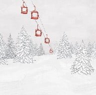 Papier peint montagne télécabine rouge, XXL, tendance