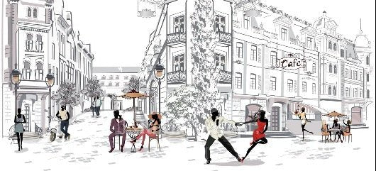 Papier peint panoramique balade parisienne, XXL, tendance