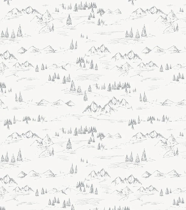 Papier peint illustration montagne et sapin, XXL, tendance
