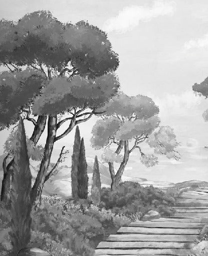 Papier peint balade dans les calanques noir et blanc, XXL, tendance