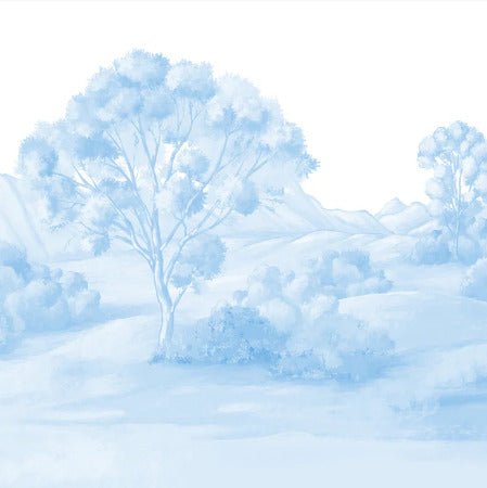 Papier peint paysage poétique bleu, XXL, tendance