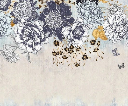 Papier peint floral retro, XXL, tendance