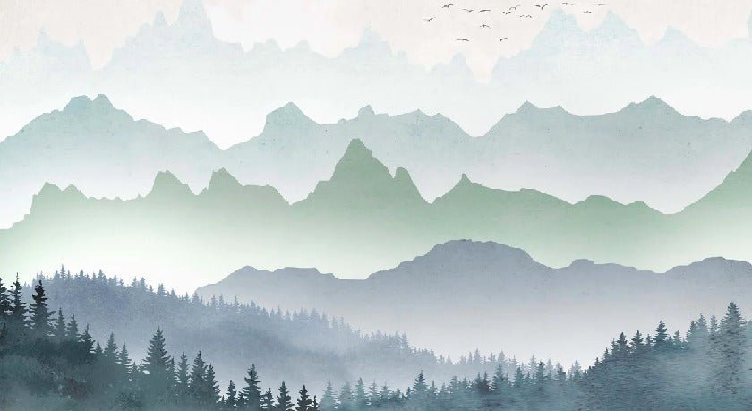 Papier peint brume matinale forêt, XXL, tendance