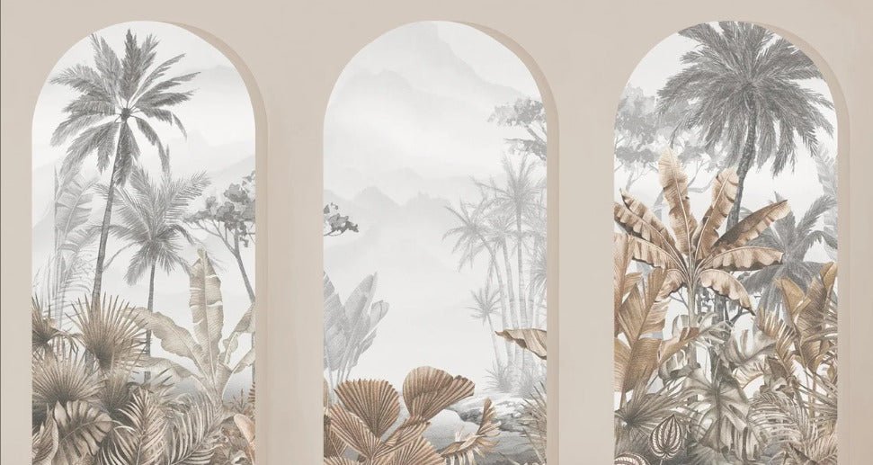 Papier peint arches tropicales sépia