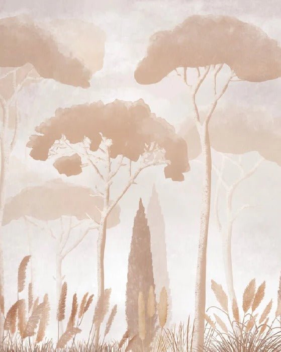 Papier peint sépia cyprès pins, XXL, tendance