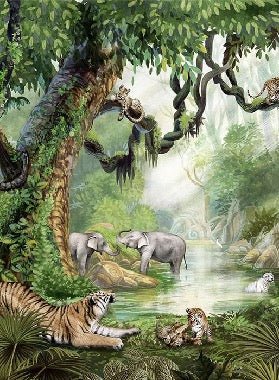 Papier peint enfant jungle secrète, XXL, tendance