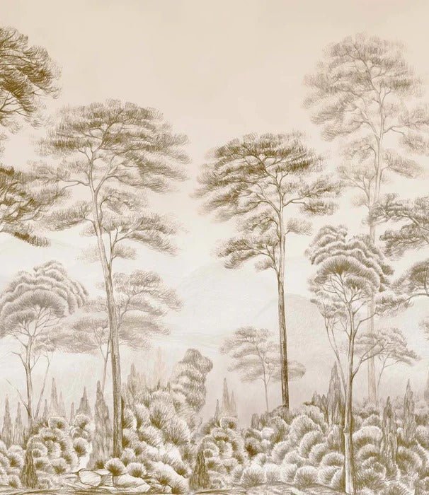 Papier peint nature pinède sépia, XXL, tendance
