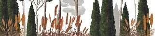 Papier peint sur mesure cyprès pins et herbes de la pampa