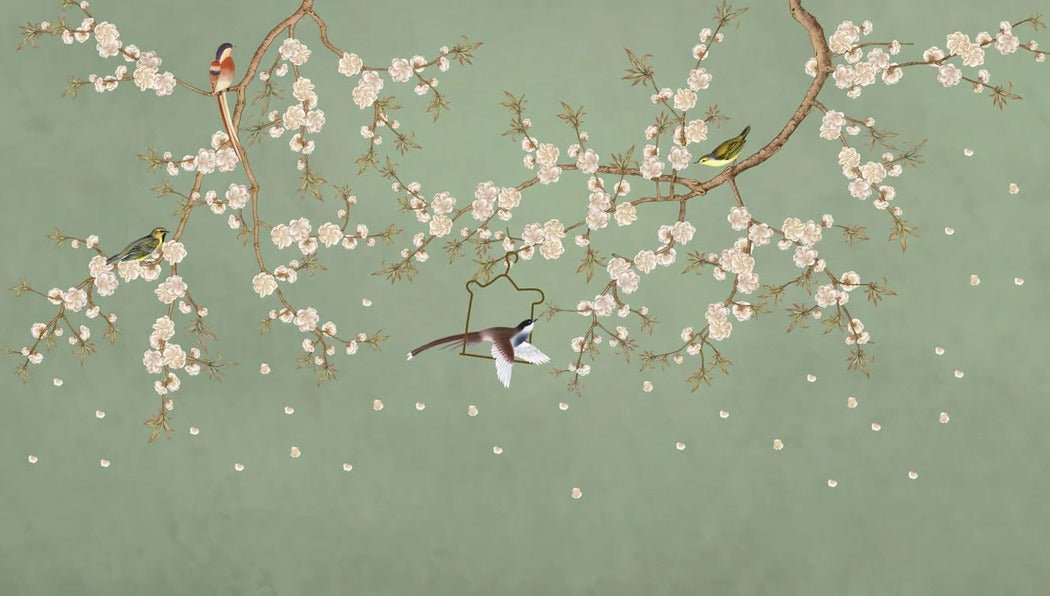 Zen sakura green wallpaper, XXL, tendance