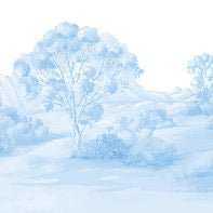 Papier peint paysage poétique bleu, XXL, tendance