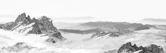 Papier peint panoramique montagne noir et blanc, XXL, tendance