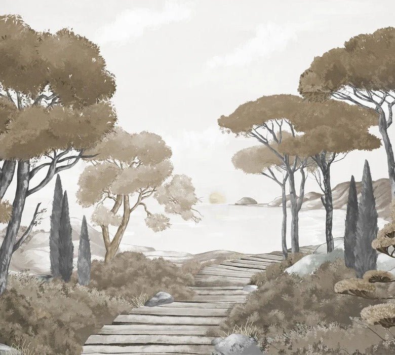 Papier peint balade dans les calanques brun, XXL, tendance