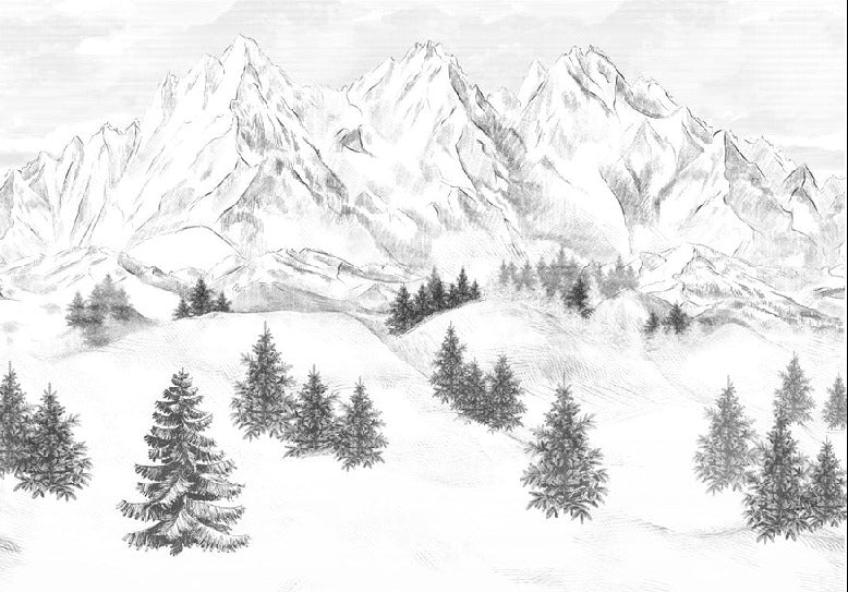 Papier peint montagne sommets de Chamonix, XXL, tendance