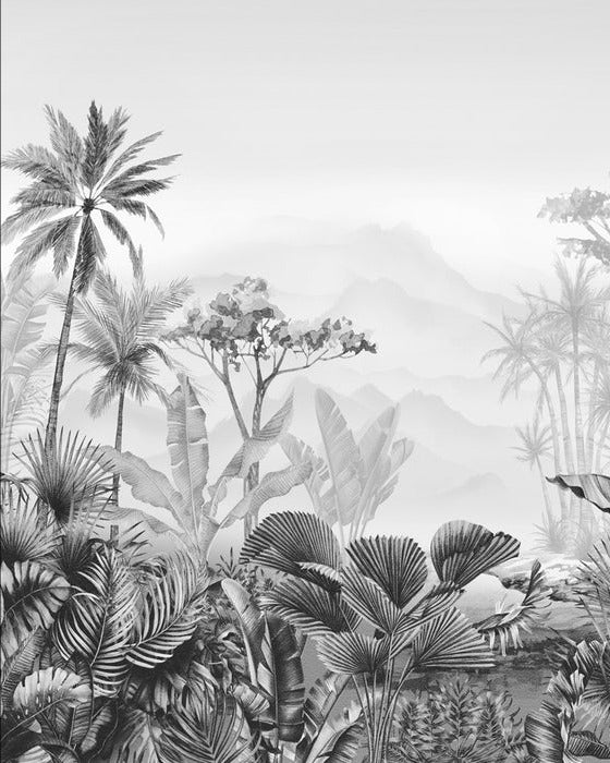 Papier peint tendance tropical noir et blanc, XXL, tendance