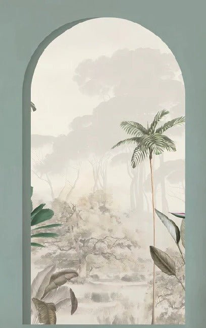 Papier peint arches luxuriantes vert, XXL, tendance