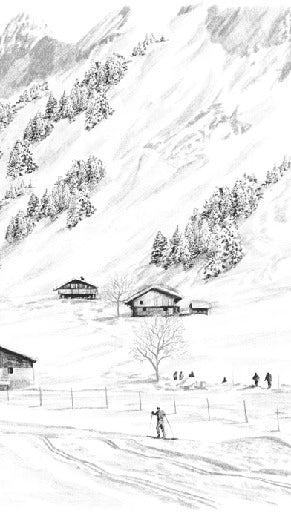 Papier peint Clusaz ski fond montagne Confins, XXL, tendance