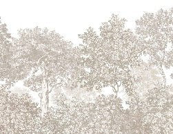 Papier peint paysage forêt gravure beige, XXL, tendance