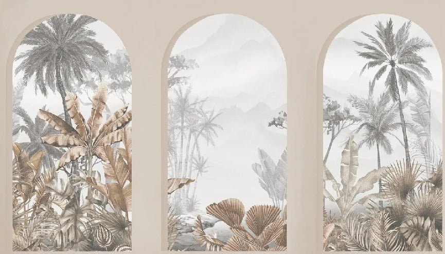 Papier peint arches tropicales sépia