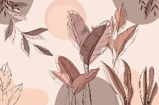 Papier peint panoramique végétal graphique, XXL, tendance