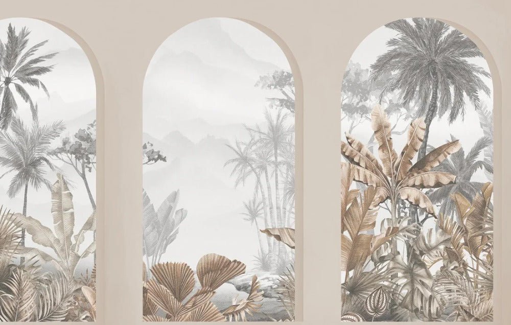 Papier peint arches tropicales sépia