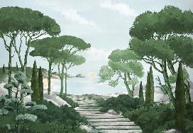 Papier peint balade dans les calanques vert, XXL, tendance