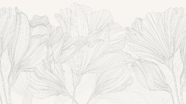 Papier peint panoramique gris et blanc valse des fleurs, XXL, tendance