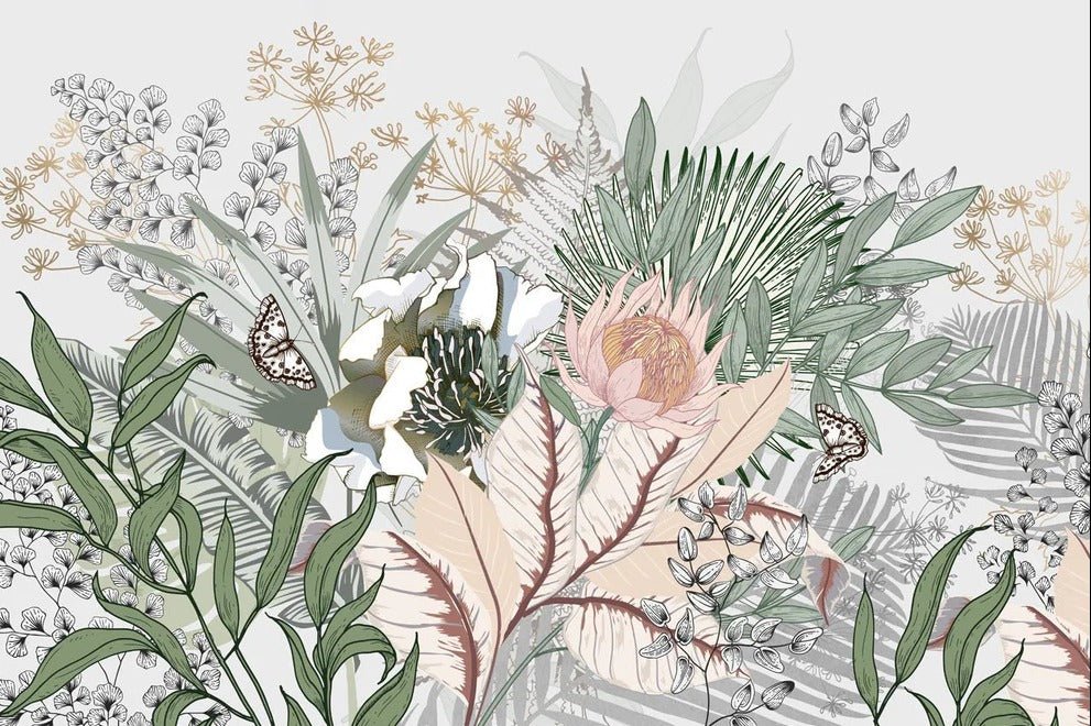 Papier peint panoramique floral botanic