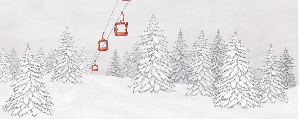 Papier peint montagne télécabine rouge, XXL, tendance
