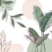 Papier peint panoramique végétal graphique vert, XXL, tendance