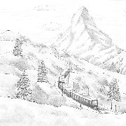 Papier peint panoramique Mont Cervin noir et blanc, XXL, tendance