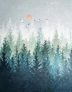 Papier peint forêt canadienne abstrait
