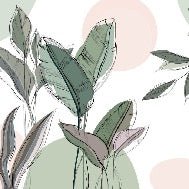 Papier peint panoramique végétal graphique vert, XXL, tendance