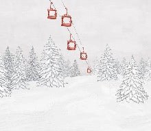 Papier peint montagne télécabine rouge, XXL, tendance