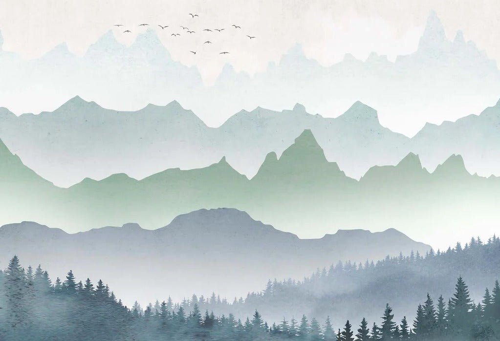 Forest morning mist wallpaper