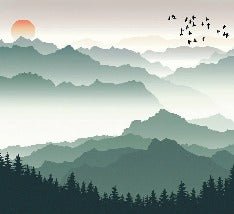 Papier peint montagne et voile sur le lac, XXL, tendance