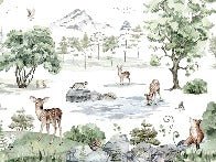Papier peint animaux prairie enneigée